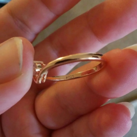 14k Rose Gold/Silver Heart Love Sapphire Ring sz10 - Picture 2 of 7